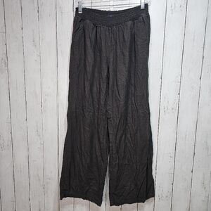 Gap Women's Palazzo Linen Clean Charcoal Pullon Pants Size Small Pockets.